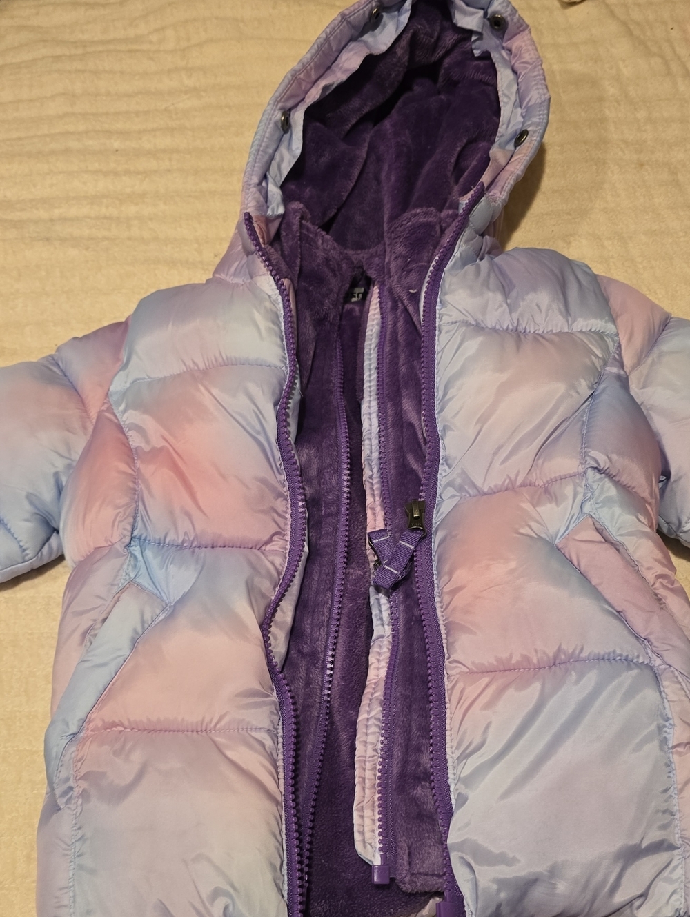 Snozu 4T Girls' Ombre Purple Puffer Jacket with Plush Lining